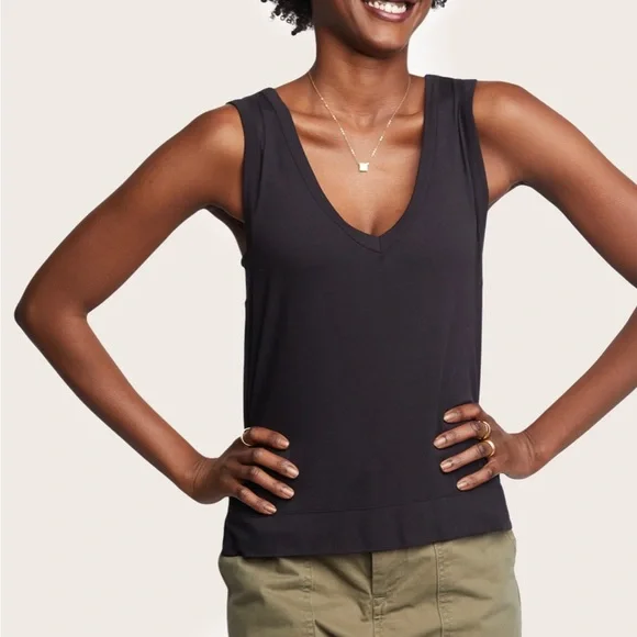 NWT ABLE Angela Drapey Tank in black - Picture 1 of 7